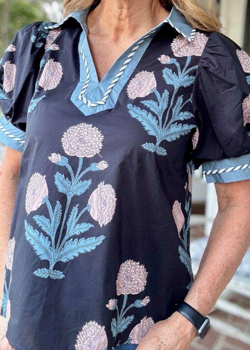 Delta Bloom Top - Navy | Entro - Entro Top - Jimberly's Boutique - Olive Branch - Mississippi