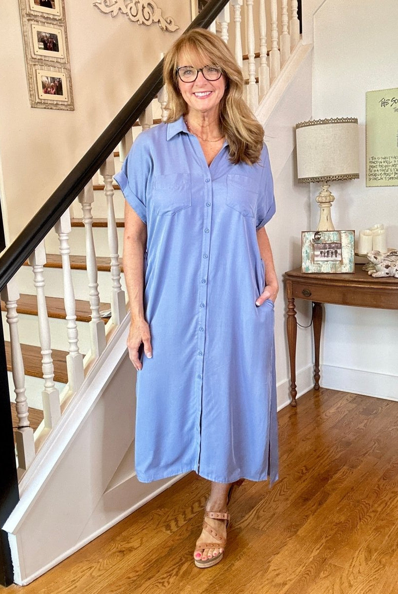 Denim Blue Button Down Midi Dress | Umgee - Casual Dress - Jimberly's Boutique - Olive Branch - Mississippi