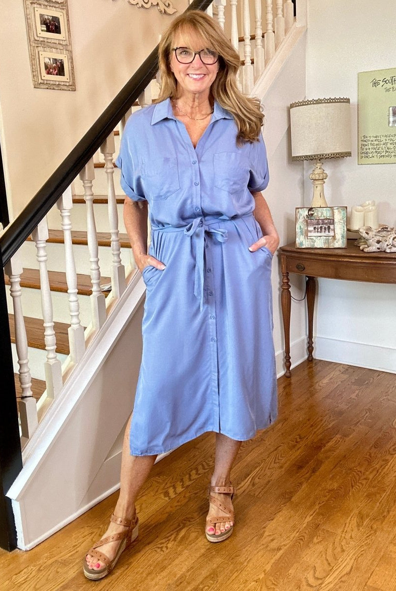 Denim Blue Button Down Midi Dress | Umgee - Casual Dress - Jimberly's Boutique - Olive Branch - Mississippi