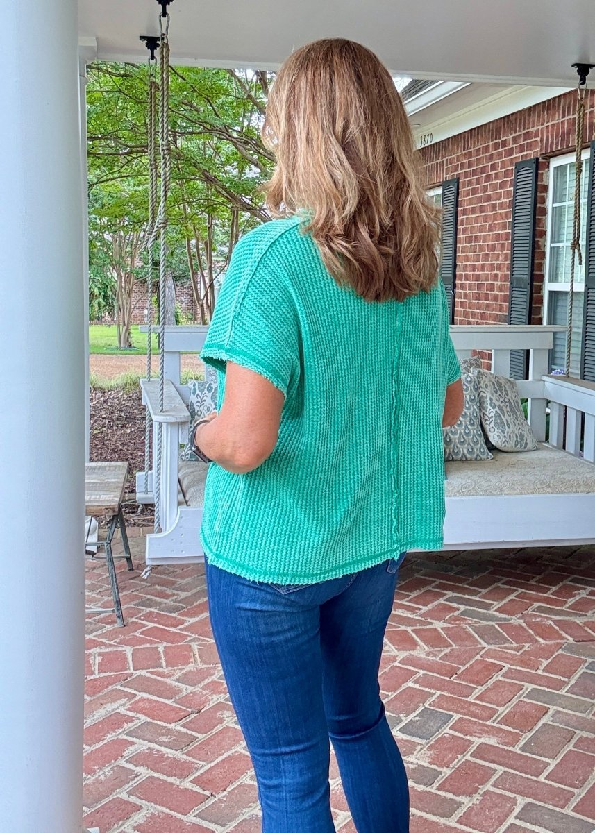 Dolman Washed Baby Waffle Top - Casual Top - Jimberly's Boutique - Olive Branch - Mississippi