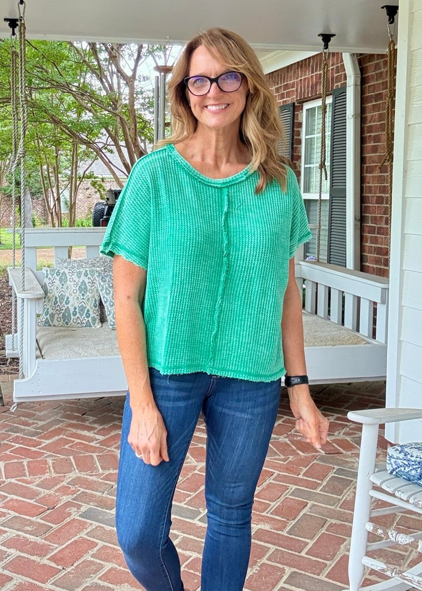 Dolman Washed Baby Waffle Top - Casual Top - Jimberly's Boutique - Olive Branch - Mississippi