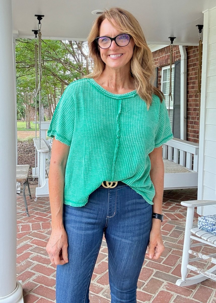 Dolman Washed Baby Waffle Top - Casual Top - Jimberly's Boutique - Olive Branch - Mississippi