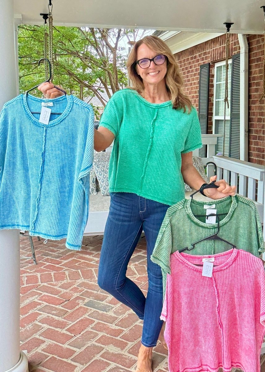 Dolman Washed Baby Waffle Top - Casual Top - Jimberly's Boutique - Olive Branch - Mississippi