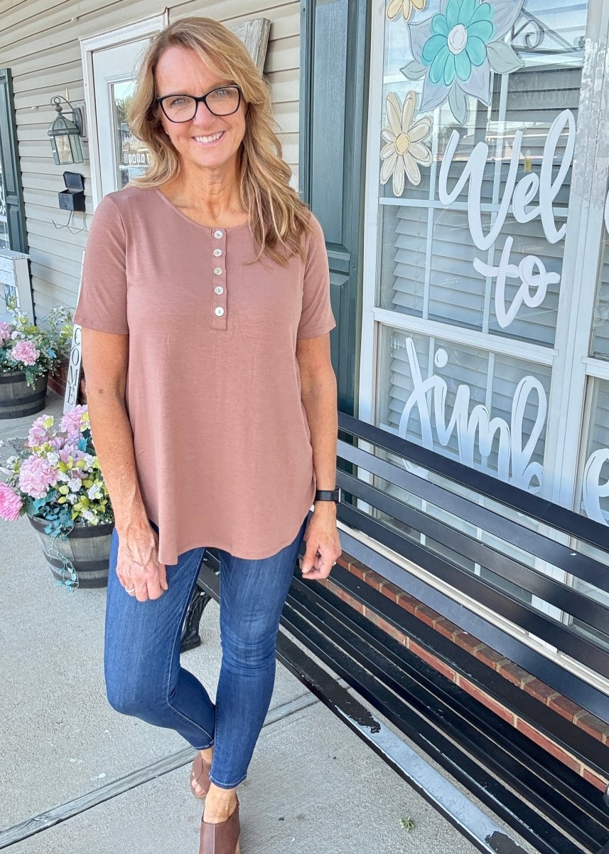 Dolphin Hem Top - Cocoa - Casual Top - Jimberly's Boutique - Olive Branch - Mississippi