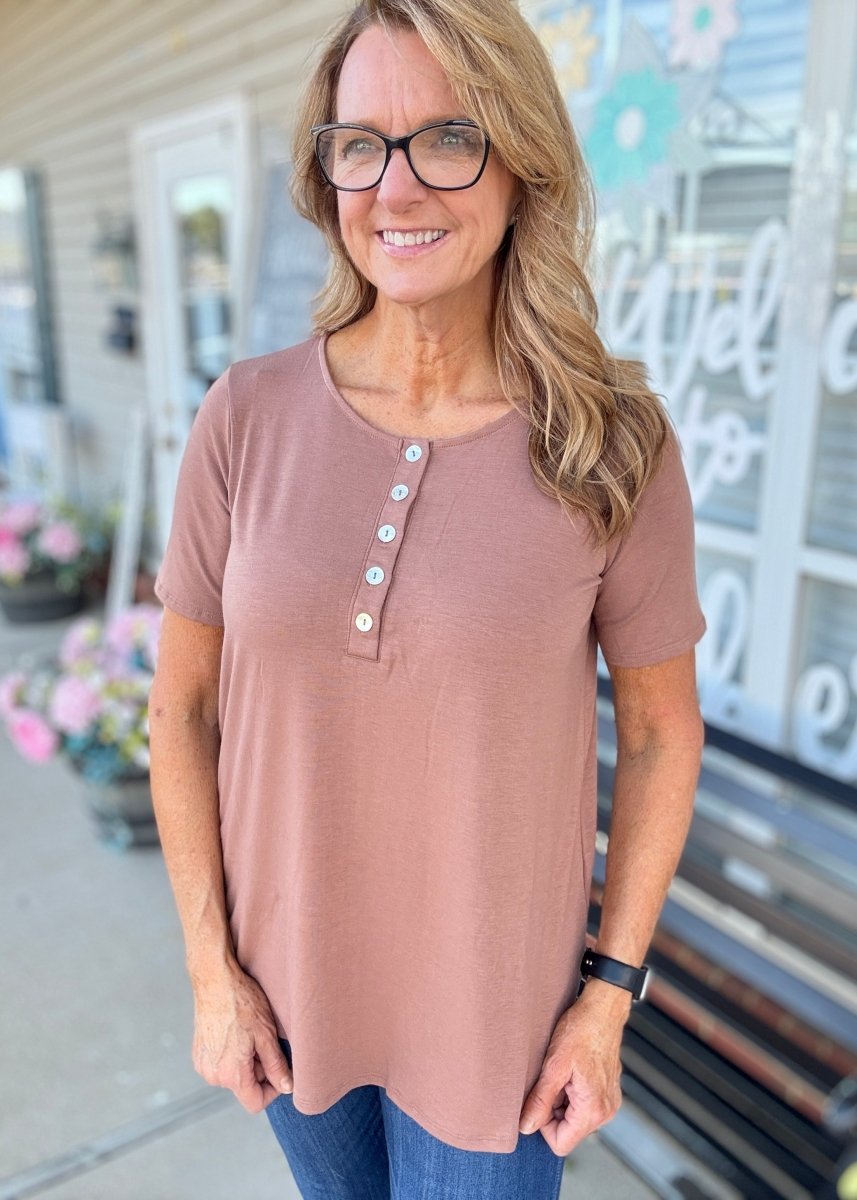 Dolphin Hem Top - Cocoa - Casual Top - Jimberly's Boutique - Olive Branch - Mississippi