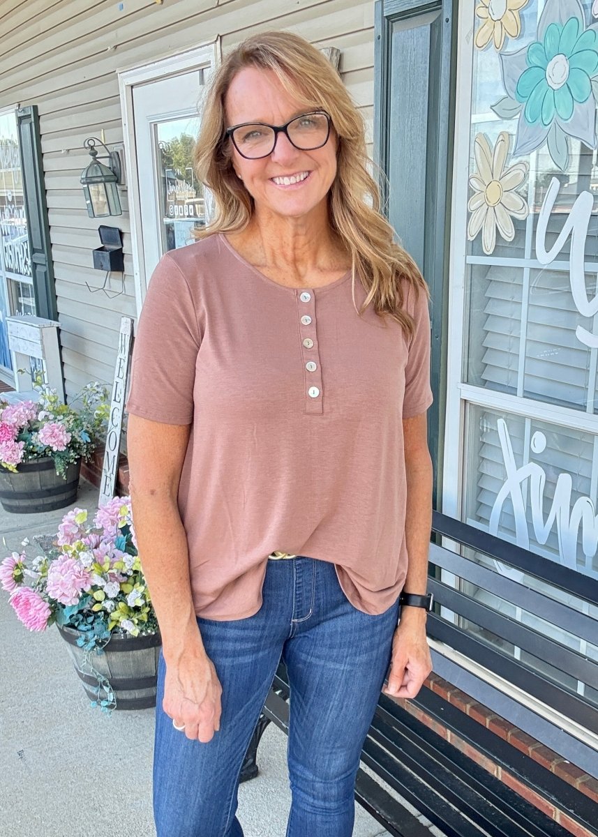 Dolphin Hem Top - Cocoa - Casual Top - Jimberly's Boutique - Olive Branch - Mississippi