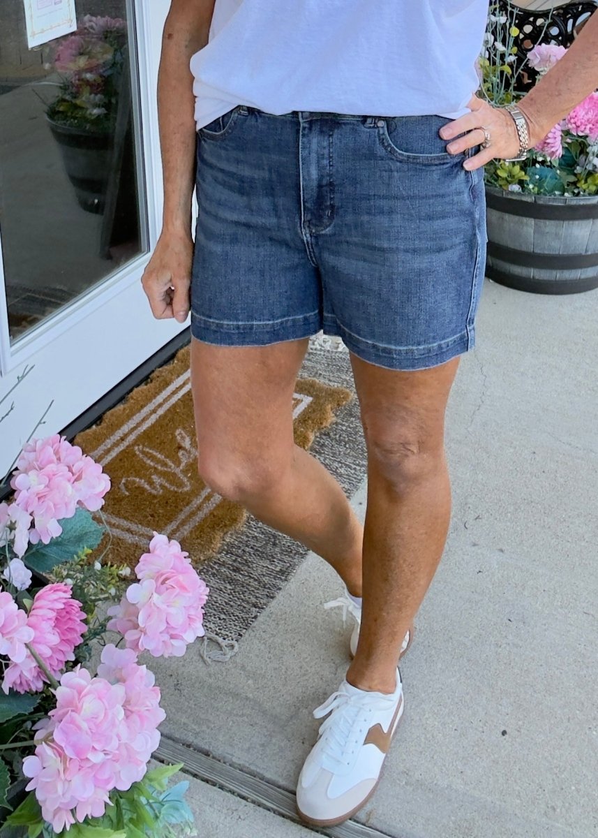 Double Button Tummy Control Denim Shorts | Judy Blue - Judy Blue Shorts - Jimberly's Boutique - Olive Branch - Mississippi