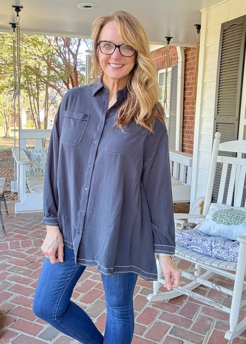 Easy Days Button Down - Navy | Umgee - Umgee Top - Jimberly's Boutique - Olive Branch - Mississippi