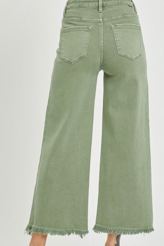 Elbert Wide Leg Crop Jeans - Olive | Risen - risen jeans - Jimberly's Boutique - Olive Branch - Mississippi