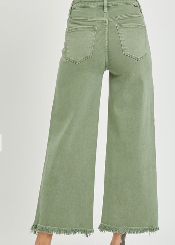 Elbert Wide Leg Crop Jeans - Olive | Risen - risen jeans - Jimberly's Boutique - Olive Branch - Mississippi