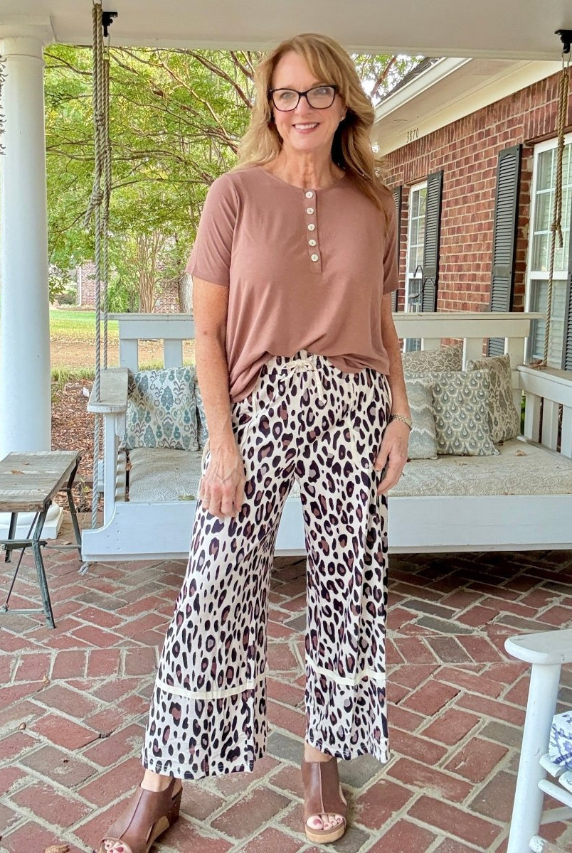 Ella Leopard Wide Leg Cropped Pants - casual pants - Jimberly's Boutique - Olive Branch - Mississippi