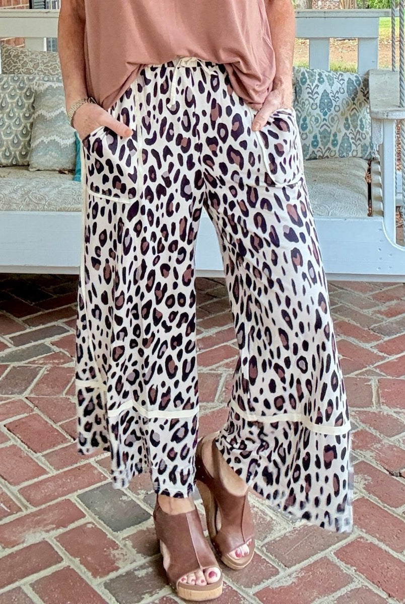 Ella Leopard Wide Leg Cropped Pants - casual pants - Jimberly's Boutique - Olive Branch - Mississippi