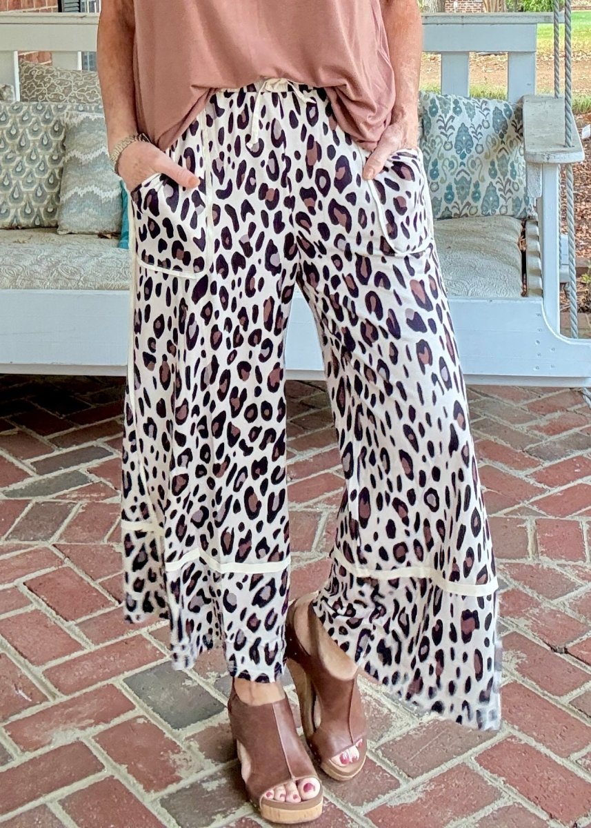 Ella Leopard Wide Leg Cropped Pants - casual pants - Jimberly's Boutique - Olive Branch - Mississippi