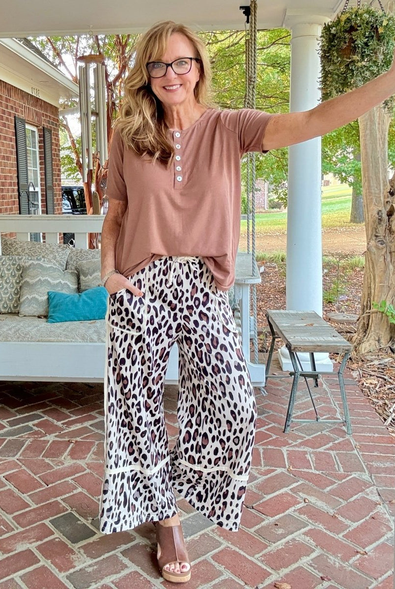 Ella Leopard Wide Leg Cropped Pants - casual pants - Jimberly's Boutique - Olive Branch - Mississippi