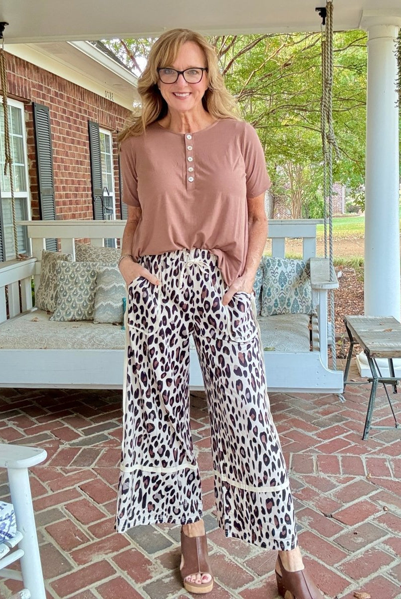 Ella Leopard Wide Leg Cropped Pants - casual pants - Jimberly's Boutique - Olive Branch - Mississippi