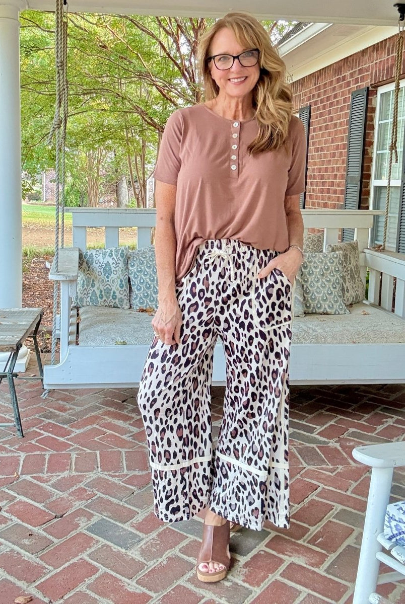 Ella Leopard Wide Leg Cropped Pants - casual pants - Jimberly's Boutique - Olive Branch - Mississippi