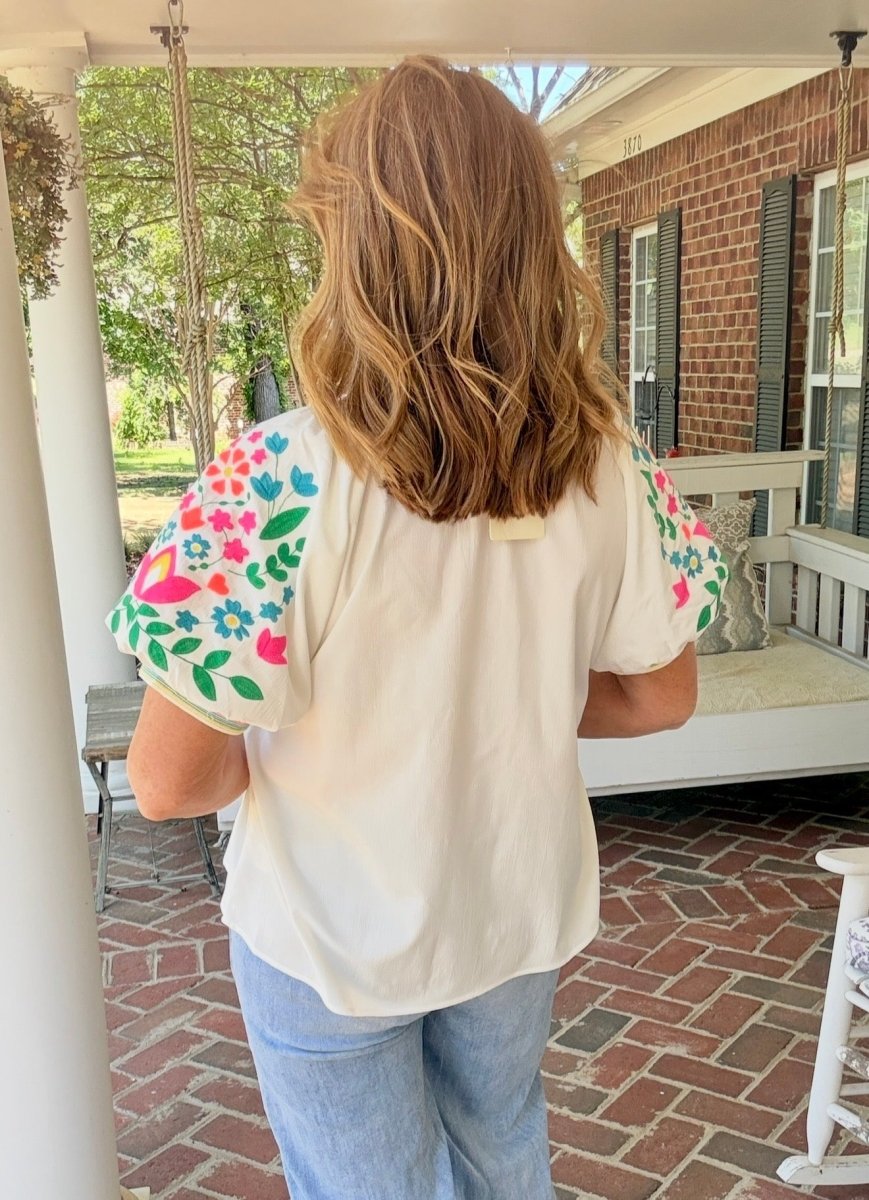 Embroidered Jodifl Top - Off White - Jodifl Top - Jimberly's Boutique - Olive Branch - Mississippi