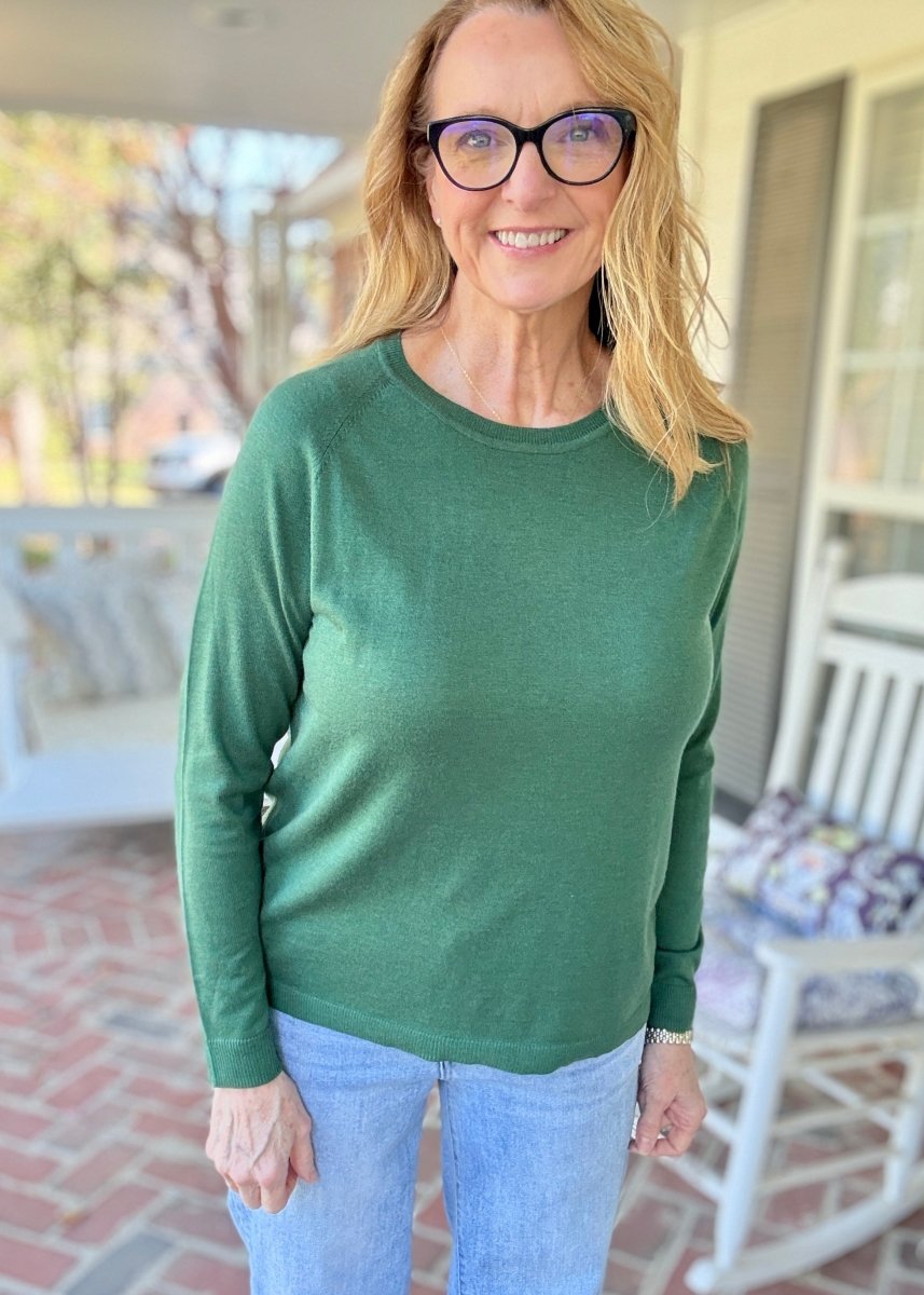Everyday Classic Crew Neck Sweater - Army Green - Jimberly's Boutique-Olive Branch-Mississippi