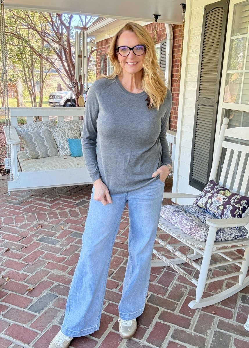 Everyday Classic Crew Neck Sweater - Charcoal - Jimberly's Boutique-Olive Branch-Mississippi