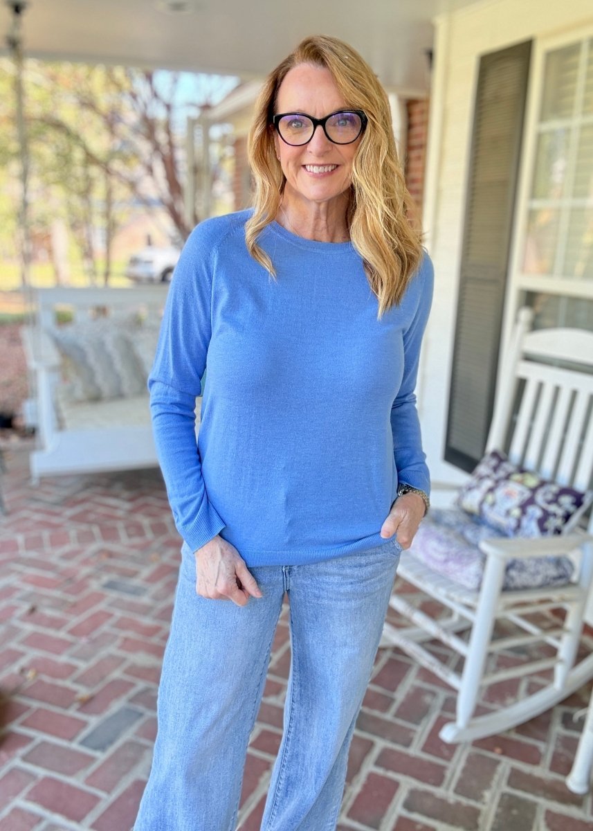 Everyday Classic Crew Neck Sweater - Cornflower - Jimberly's Boutique-Olive Branch-Mississippi
