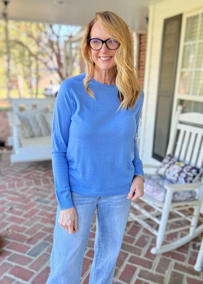 Everyday Classic Crew Neck Sweater - Cornflower - Jimberly's Boutique-Olive Branch-Mississippi