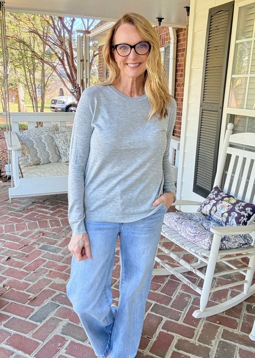Everyday Classic Crew Neck Sweater - Heather Grey - Jimberly's Boutique-Olive Branch-Mississippi