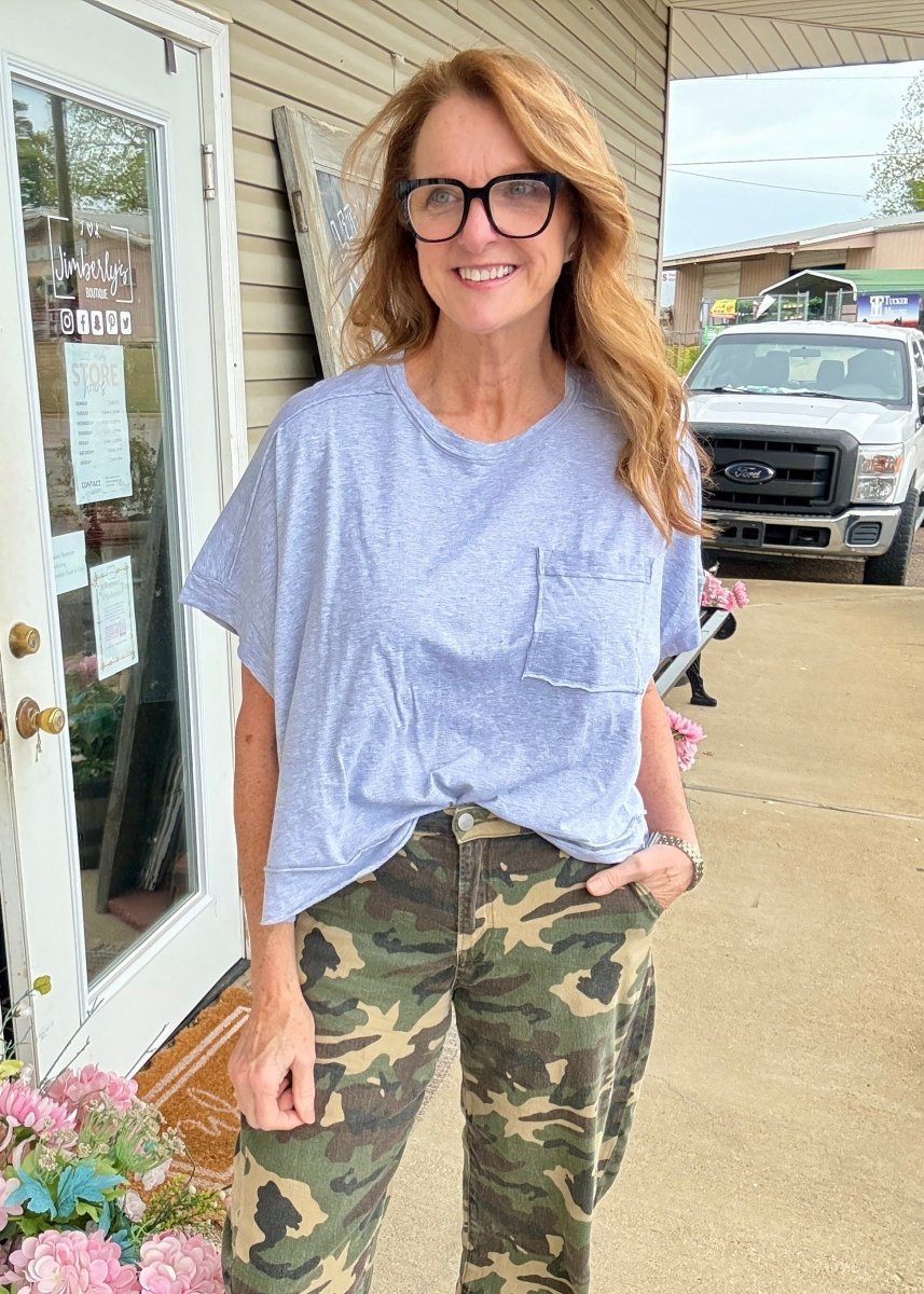 Exposed Seam Boxy Top - Heather Grey - Casual Top - Jimberly's Boutique - Olive Branch - Mississippi