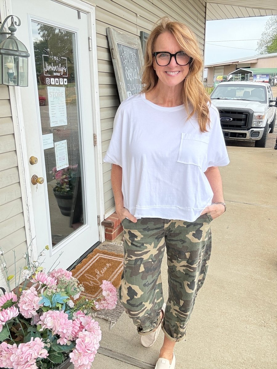 Exposed Seam Boxy Top - White - Casual Top - Jimberly's Boutique - Olive Branch - Mississippi