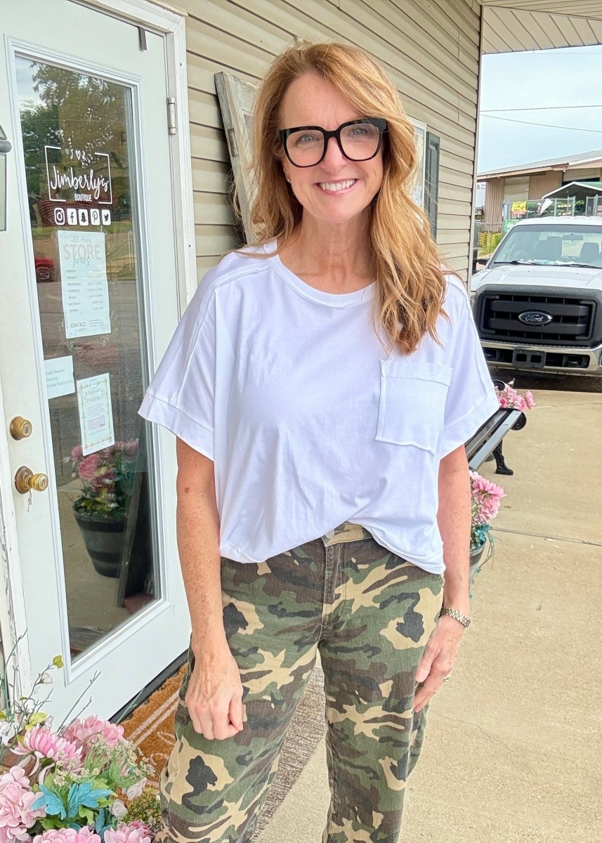 Exposed Seam Boxy Top - White - Casual Top - Jimberly's Boutique - Olive Branch - Mississippi