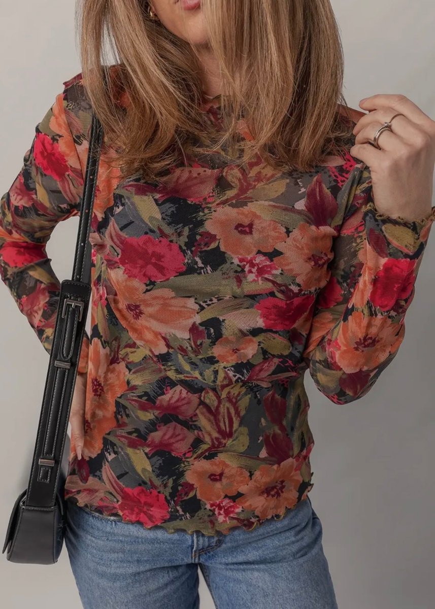 Fall Floral Mesh Layering Top - layering top - Jimberly's Boutique - Olive Branch - Mississippi