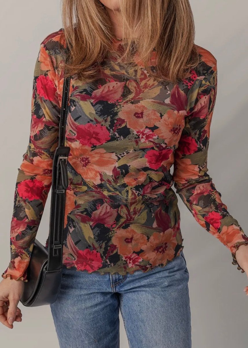 Fall Floral Mesh Layering Top - layering top - Jimberly's Boutique - Olive Branch - Mississippi