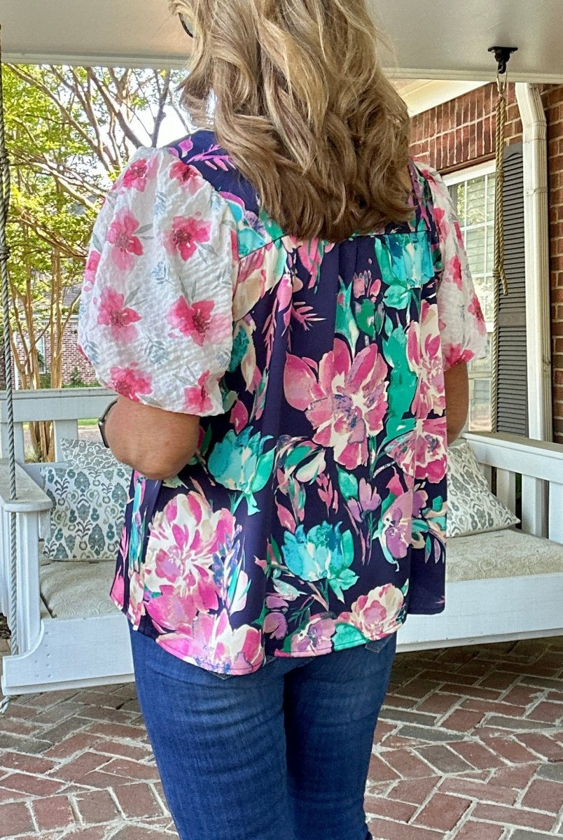 Fancy Floral Top - Navy | Jodifl - Jodifl Top - Jimberly's Boutique - Olive Branch - Mississippi