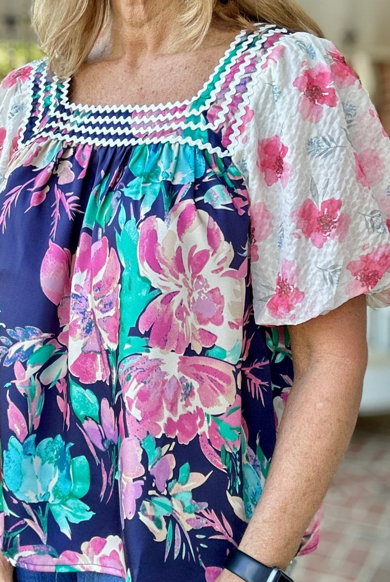 Fancy Floral Top - Navy | Jodifl - Jodifl Top - Jimberly's Boutique - Olive Branch - Mississippi