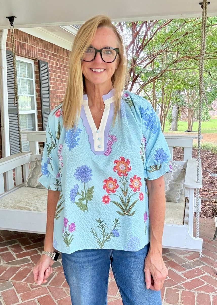 Field of Flowers Top - Seafoam | Umgee - Umgee Top -Jimberly's Boutique-Olive Branch-Mississippi