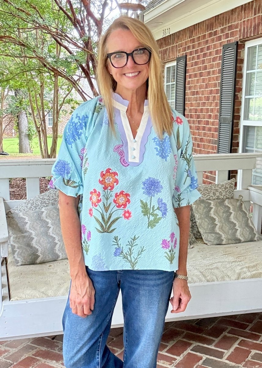 Field of Flowers Top - Seafoam | Umgee - Umgee Top -Jimberly's Boutique-Olive Branch-Mississippi