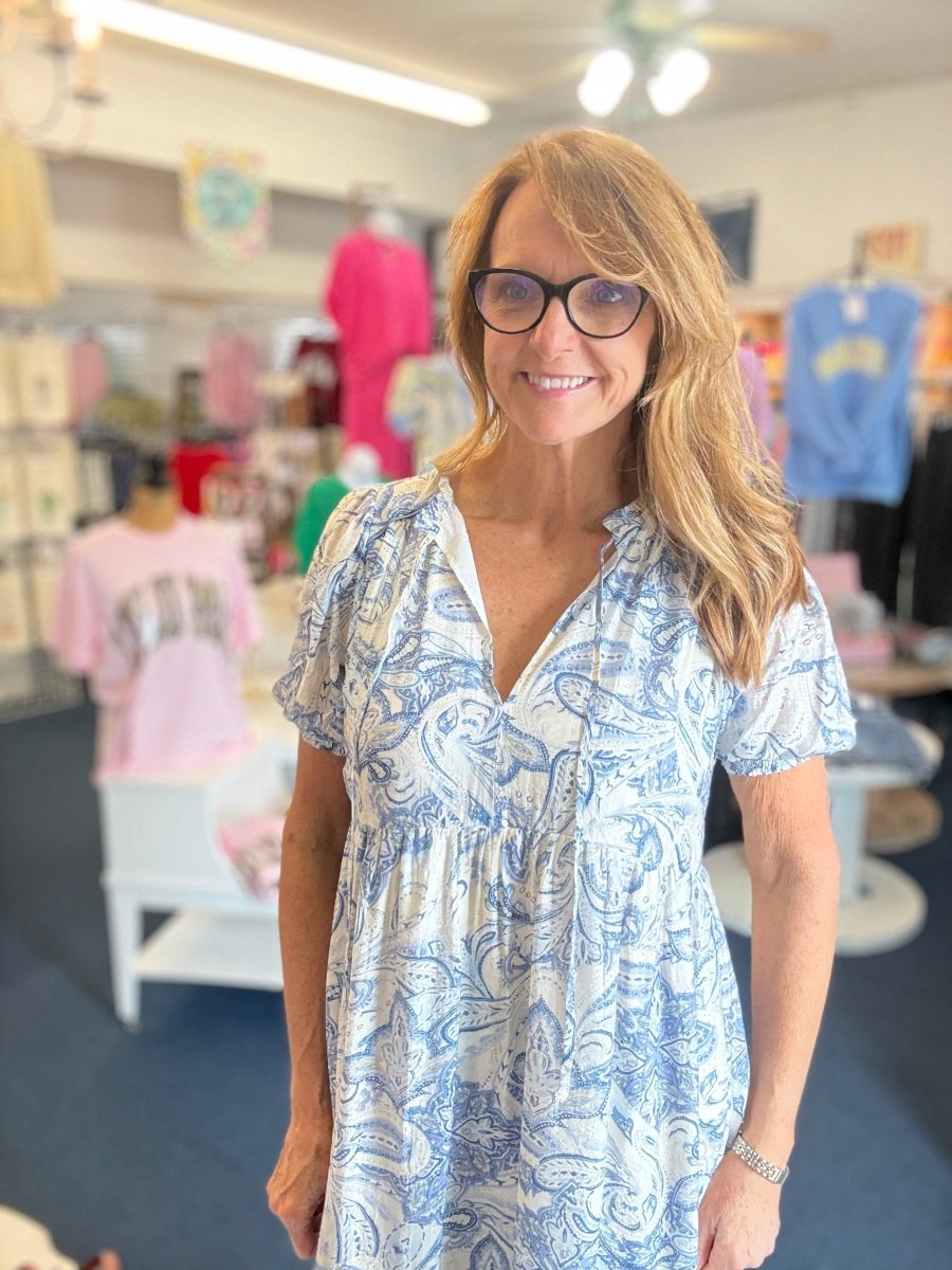 Finley Tiered Floral Print Dress - Blue | Umgee - Umgee Dress - Jimberly's Boutique - Olive Branch - Mississippi