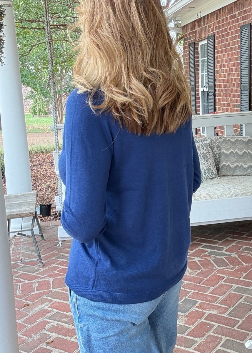 Fish Embroidered Sweater - Navy - Jimberly's Boutique-Olive Branch-Mississippi