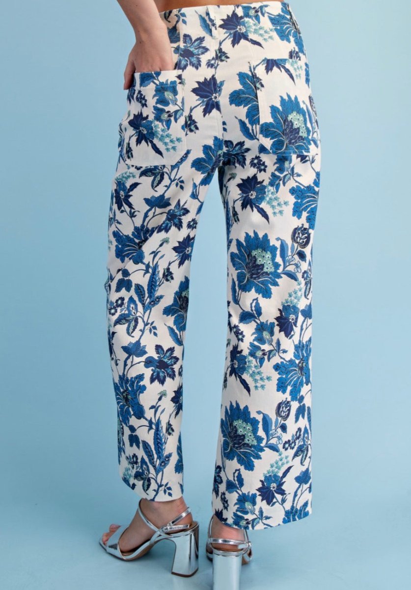 Floral Cropped Pants - Cobalt Mix - Pants - Jimberly's Boutique - Olive Branch - Mississippi
