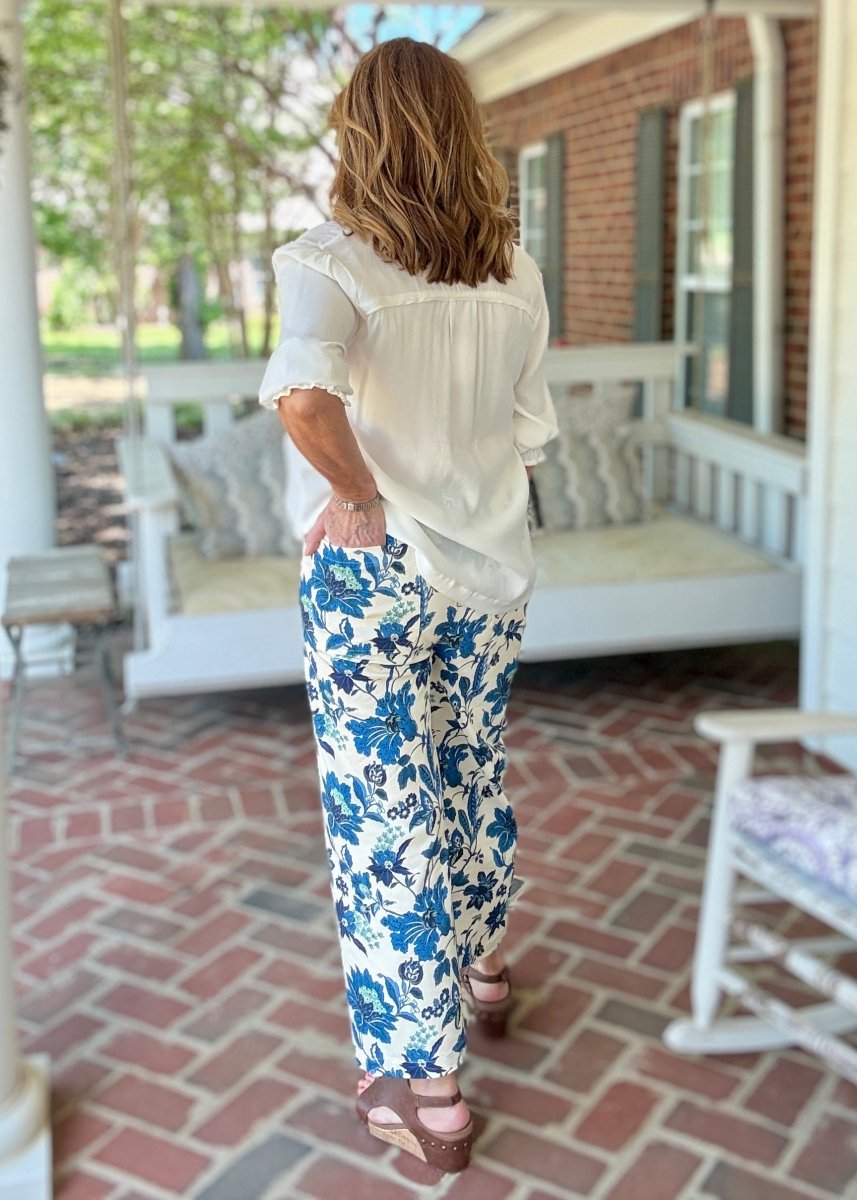 Floral Cropped Pants - Cobalt Mix - Pants - Jimberly's Boutique - Olive Branch - Mississippi