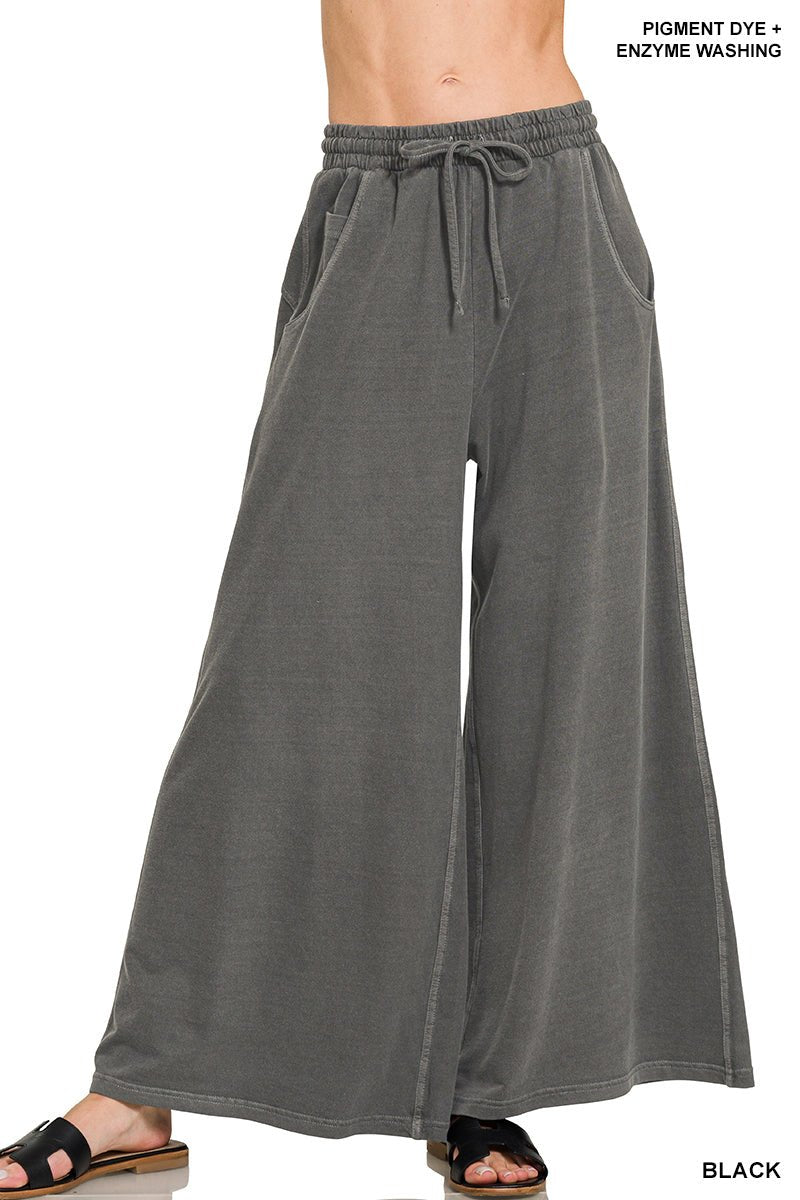 French Terry Enzyme Wash Pants - Black - casual pants - Jimberly's Boutique - Olive Branch - Mississippi