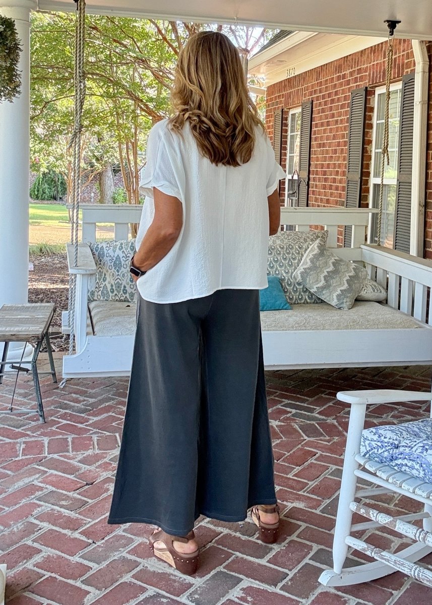 French Terry Enzyme Wash Pants - Black - casual pants - Jimberly's Boutique - Olive Branch - Mississippi