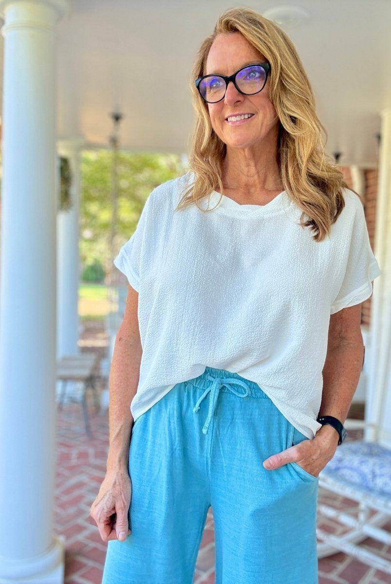 French Terry Enzyme Wash Pants - Blue Grey - casual pants - Jimberly's Boutique - Olive Branch - Mississippi