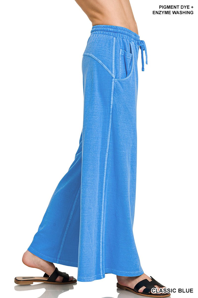 French Terry Enzyme Wash Pants - Classic Blue - casual pants - Jimberly's Boutique - Olive Branch - Mississippi