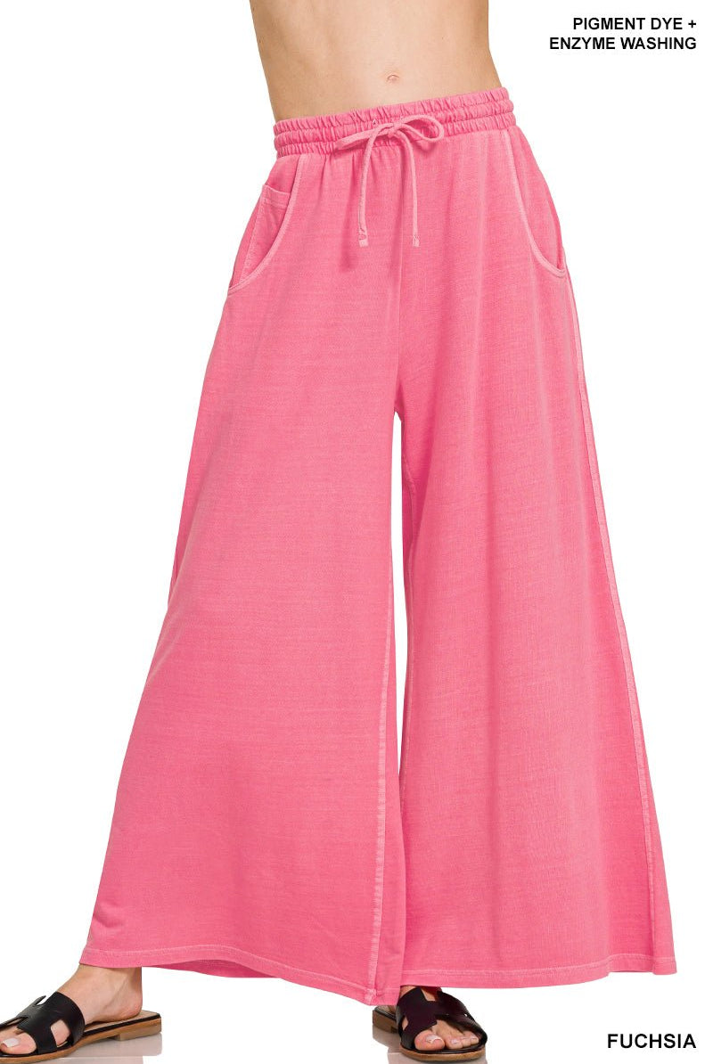 French Terry Enzyme Wash Pants - Fuchsia - casual pants - Jimberly's Boutique - Olive Branch - Mississippi