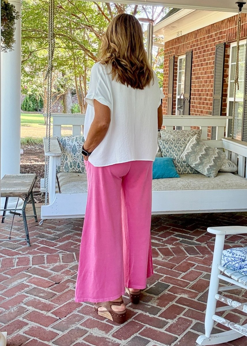 French Terry Enzyme Wash Pants - Fuchsia - casual pants - Jimberly's Boutique - Olive Branch - Mississippi
