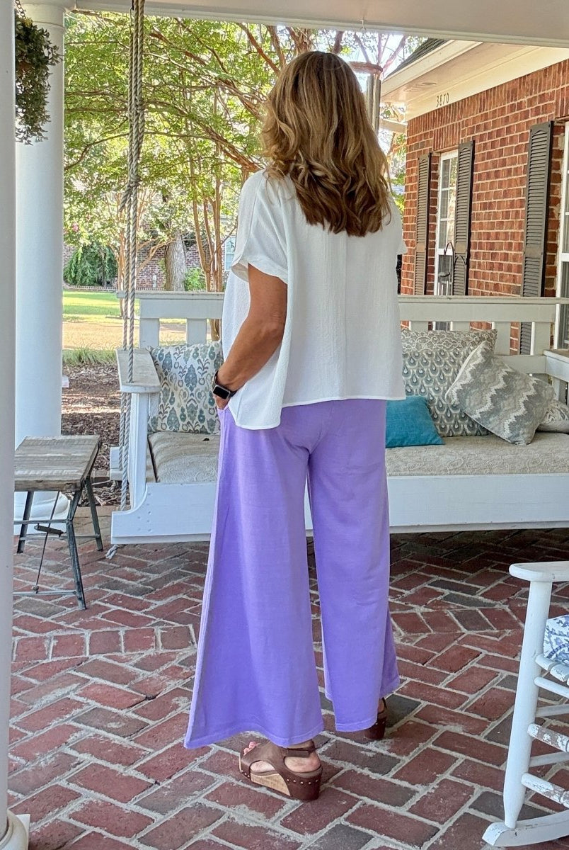 French Terry Enzyme Wash Pants - Lavender - casual pants - Jimberly's Boutique - Olive Branch - Mississippi