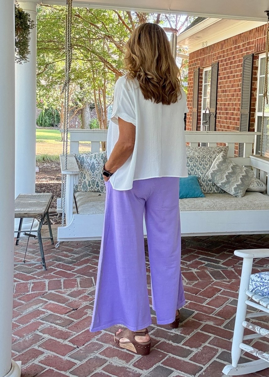 French Terry Enzyme Wash Pants - Lavender - casual pants - Jimberly's Boutique - Olive Branch - Mississippi