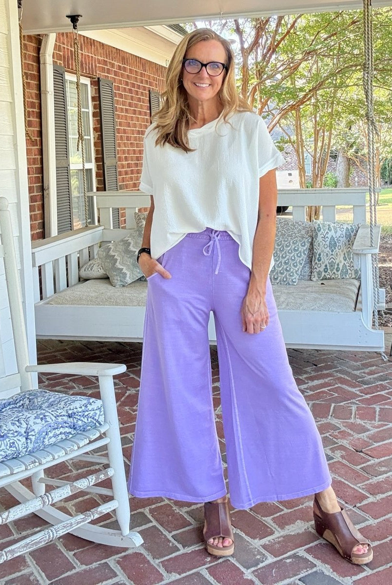 French Terry Enzyme Wash Pants - Lavender - casual pants - Jimberly's Boutique - Olive Branch - Mississippi