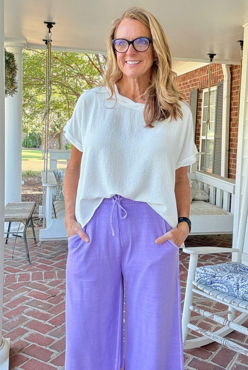 French Terry Enzyme Wash Pants - Lavender - casual pants - Jimberly's Boutique - Olive Branch - Mississippi