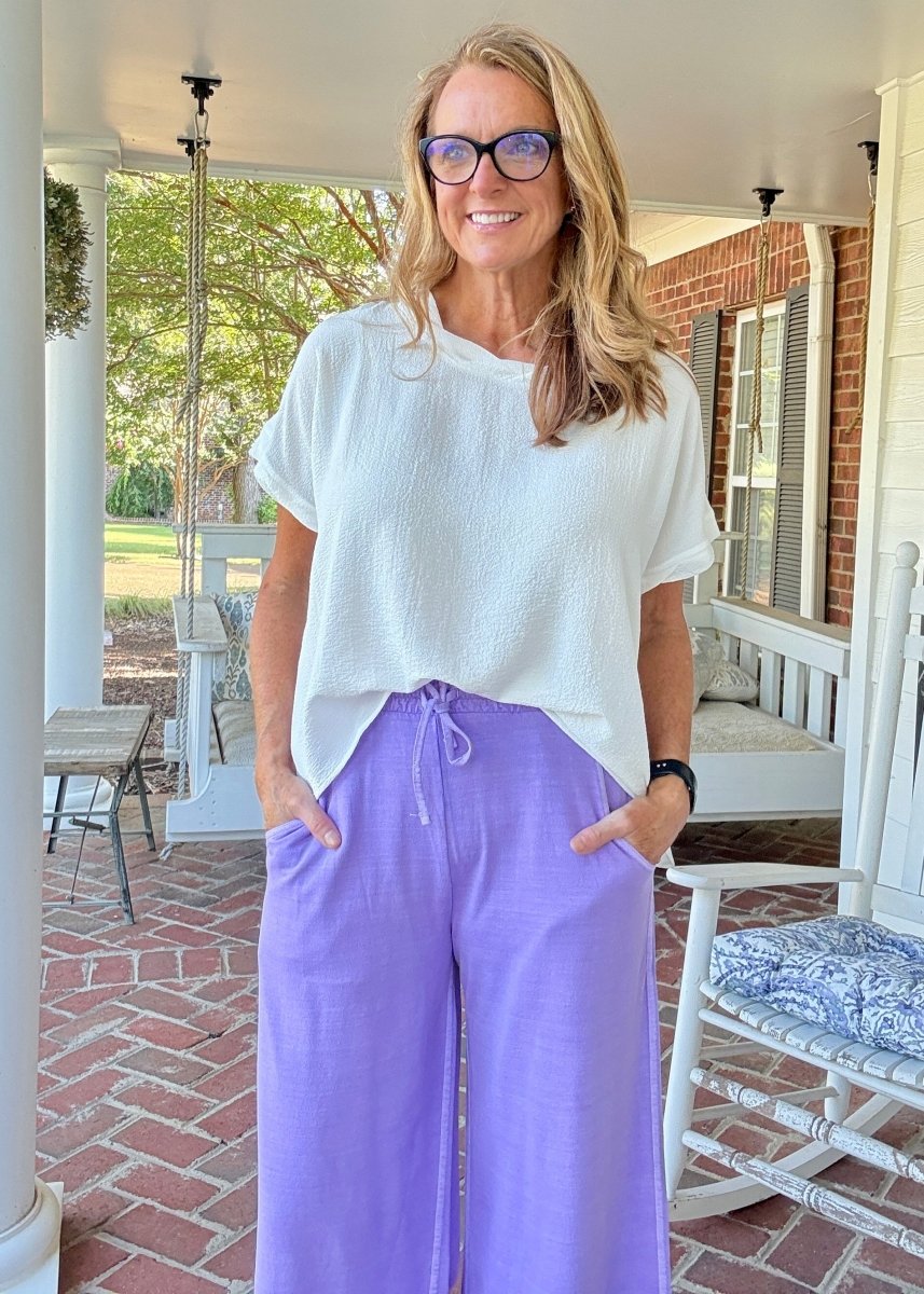 French Terry Enzyme Wash Pants - Lavender - casual pants - Jimberly's Boutique - Olive Branch - Mississippi